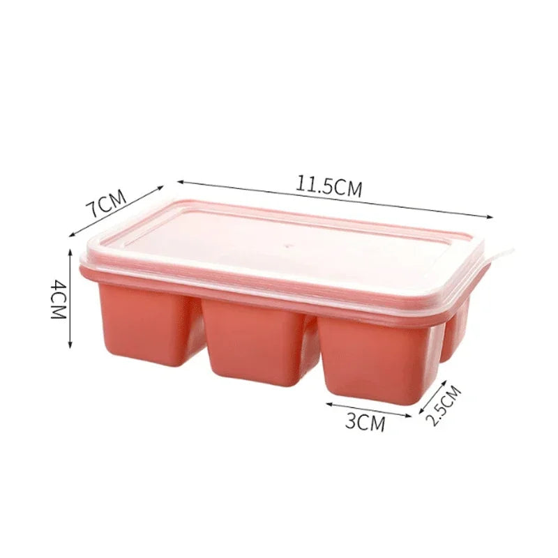 Silicone Ice Cube Trays with No-Spill Lids, Easy-Release, for Freezer, Whiskey, Cocktails, Baby Food, and Drinks - 6 Cubes