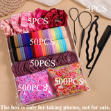 1109pcs Women Dark Hair Accessories Set Elastic Seamless Ponytail Scrunchies Small Rubber Bands Fashion Hair Ties Headbands