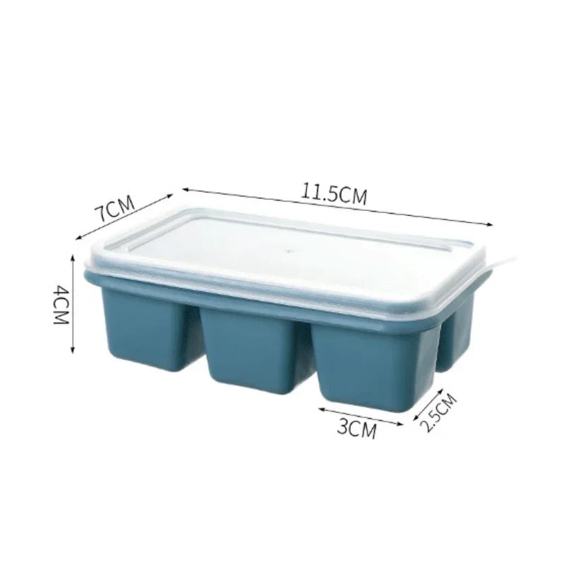 Silicone Ice Cube Trays with No-Spill Lids, Easy-Release, for Freezer, Whiskey, Cocktails, Baby Food, and Drinks - 6 Cubes