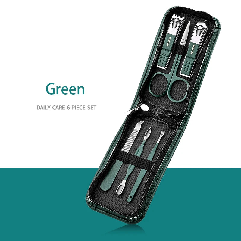 6/9Pcs Set Stainless Steel Manicure Set Portable Beauty Kit with Nail Clippers Scissors Files Ideal Nail Clipper Tools