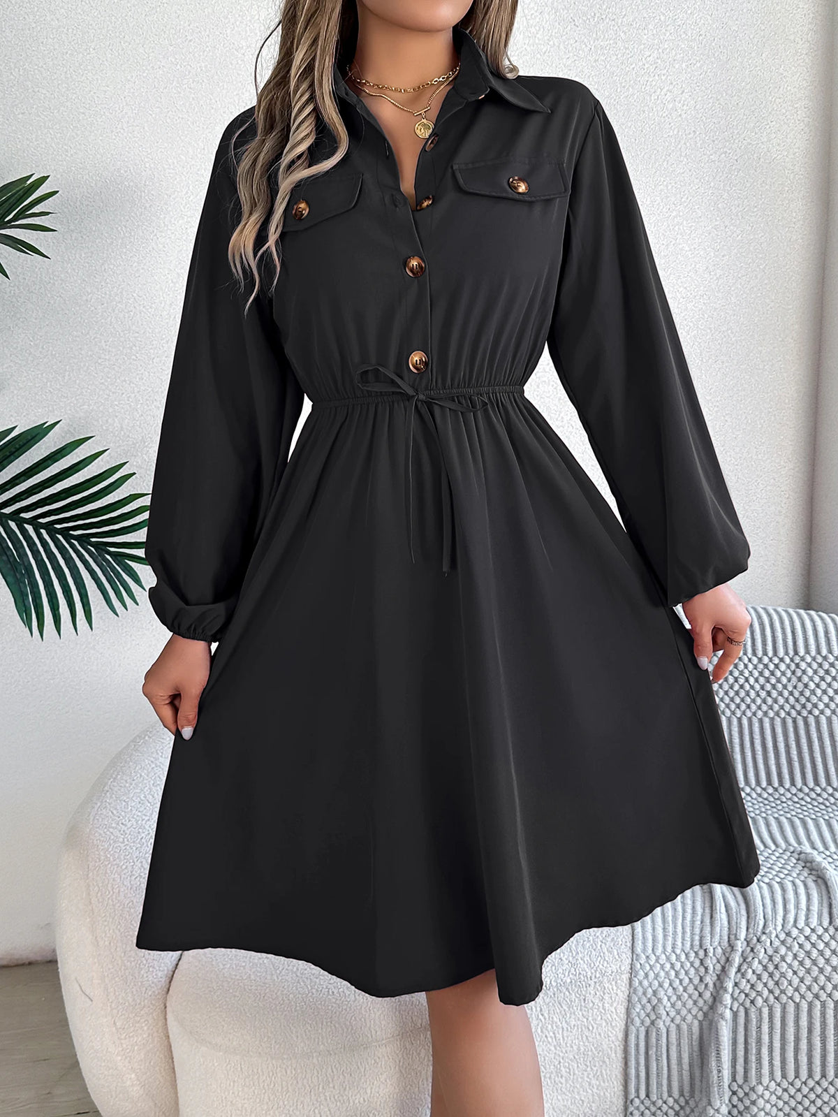 Robe chemise femme à ceinture