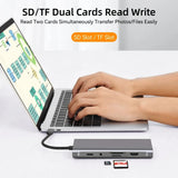 USB C HUB 11-in-1 Docking Stations Type C to 4K HDMI Adapter USB 3.0 5Gbps Splitter Adapter With PD RJ45 Card Reader For PC