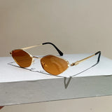 Sun Glasses for Women UV Protection Alloy Shades Driving Irregular New Small Cat Eye Sunglasses Diamond Pattern Small Fashion