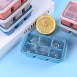 Silicone Ice Cube Trays with No-Spill Lids, Easy-Release, for Freezer, Whiskey, Cocktails, Baby Food, and Drinks - 6 Cubes