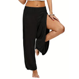 High Waist Leggings Women High Slit Hippie Haren Pants Sport Fitness Running Yoga Pilates Joggers Casual Trousers Tapered Pants