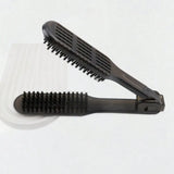 Pro Hairdressing Straightener Hairbrush Boar Bristles Hair Straightening Double Brushes V Shape Comb Clamp Styling Tools DIY