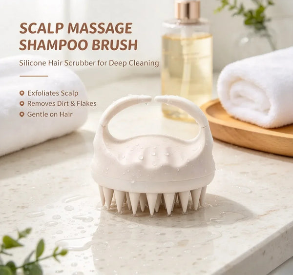 Scalp Massager Shampoo Brush Silicone Hair Scrubber Exfoliating Washing Dandruff Removal Beige Bath Care Accessory Tool