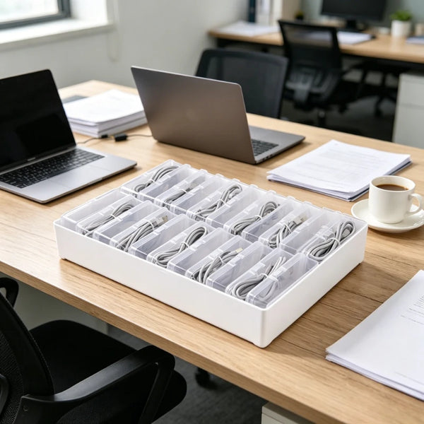 Cable Organizer Boxes - Desktop Cable Management, Charging and Accessories Organizer, Desk & Drawer Organizer for Home Storage