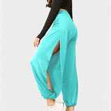 High Waist Leggings Women High Slit Hippie Haren Pants Sport Fitness Running Yoga Pilates Joggers Casual Trousers Tapered Pants