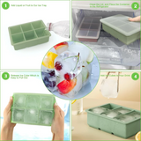 Large Ice Cube Tray with Lid,Stackable Big Silicone Square Ice Cube Mold for Whiskey Cocktails Bourbon Soups Treats,BPA Free