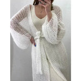 Cardigan Women Knitted Open Stitch Cardigan Sweater for Women Autumn Winter Solid Fashion Front Pocket Long Sweater Coat Loose