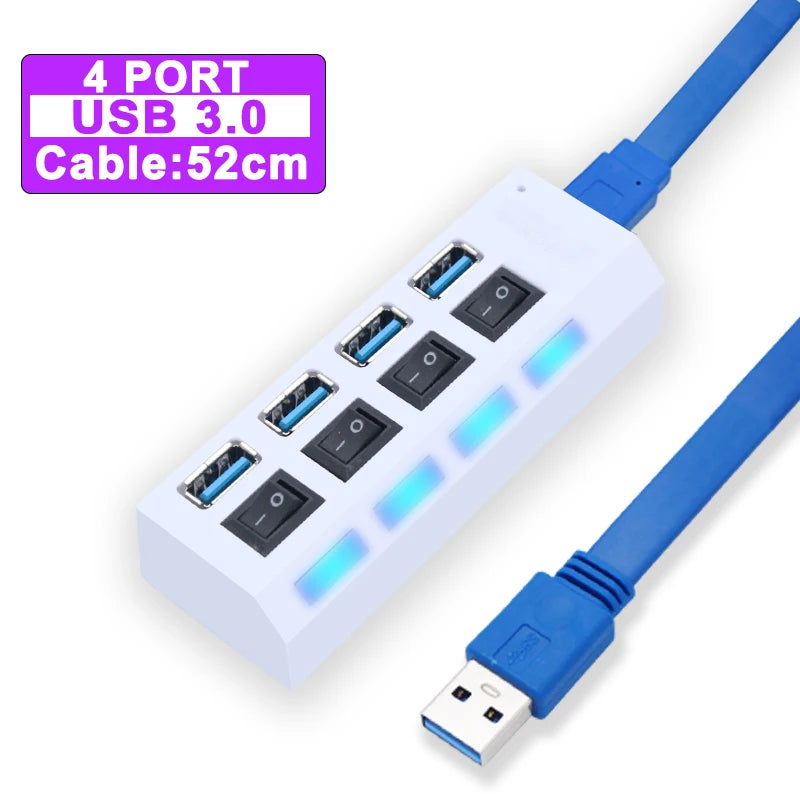 

USB Hub 3.0 Hub USB 3 USB 2.0 Multi USB Splitter Power Adapter 4/7 Port Multiple Expander 2.0 with Switch for PC Accessories

