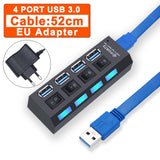 

USB Hub 3.0 Hub USB 3 USB 2.0 Multi USB Splitter Power Adapter 4/7 Port Multiple Expander 2.0 with Switch for PC Accessories

