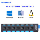 

USB Hub 3.0 Hub USB 3 USB 2.0 Multi USB Splitter Power Adapter 4/7 Port Multiple Expander 2.0 with Switch for PC Accessories


