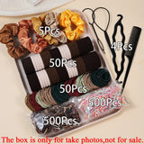 

1109pcs Women Dark Hair Accessories Set Elastic Seamless Ponytail Scrunchies Small Rubber Bands Fashion Hair Ties Headbands

