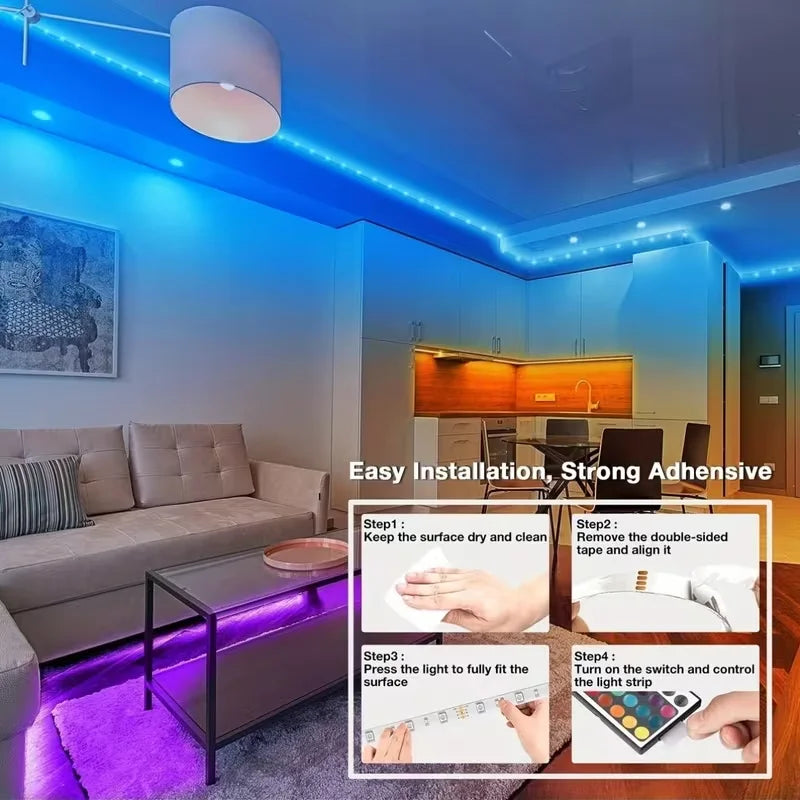 Smart Led Strip Lights Music Sync Led Lights Room with APP Control Flexible Ribbon Tape Lights for Home Party Decor TV Backlight