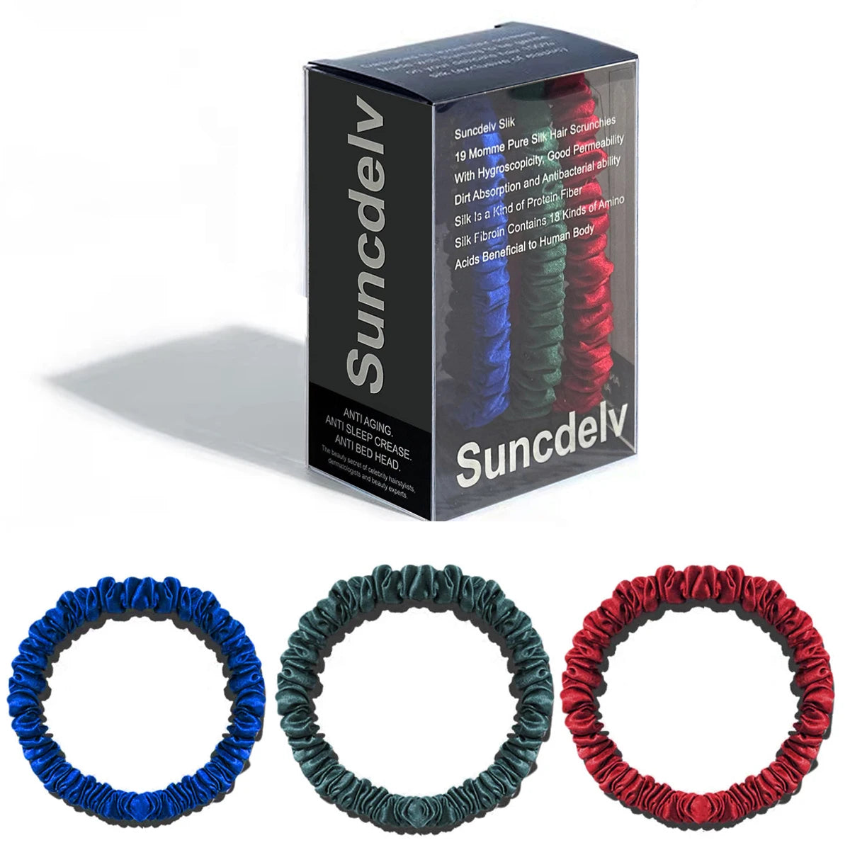 

3PCS/Set 100% Pure Mulberry Silk Hair Scrunchies Silk Hair Ties Hairbands Skinny Ponytail Holders Hair Care Accessories

