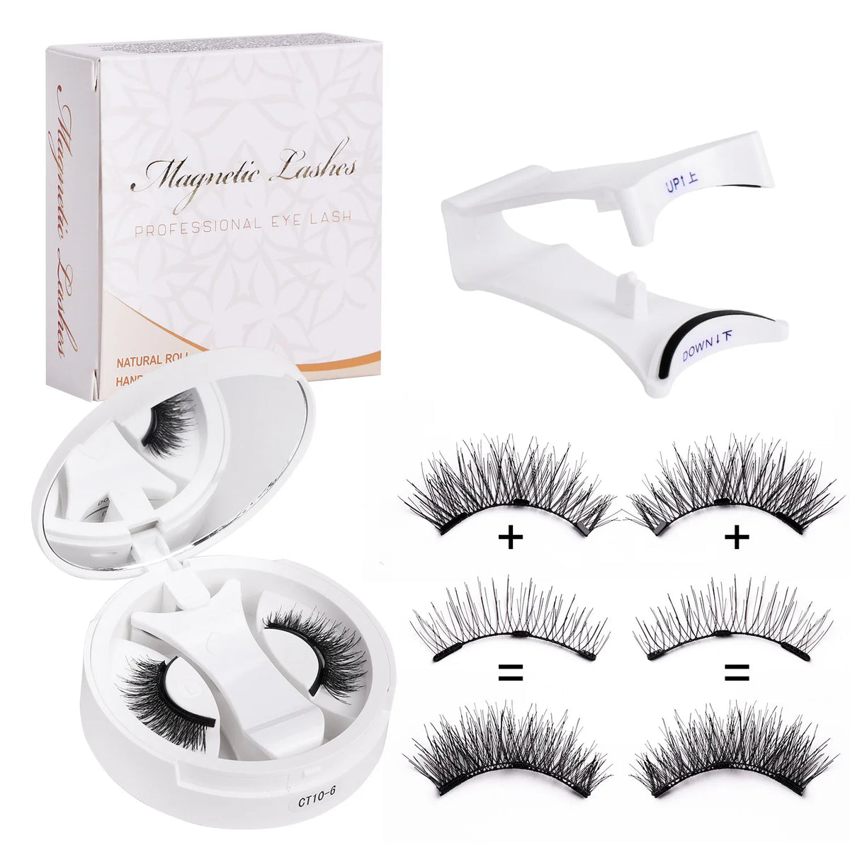 

Magnetic Eyelashes Set Reusable Easy to use Eyelash Extension Tools Natural Curler False Eyelashes With Magnetic Tweezers


