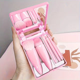 

5Pcs Portable Makeup Brush Set With Mirror -  Foldable Travel Kit ，Mini Makeup Brush Set Travel Makeup Brush Set

