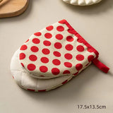

Style Polka Dot Heat-Resistant Oven Mitts for Home Use,Japanese Microwave Safe Gloves  kitchen gloves  heat resistant gloves

