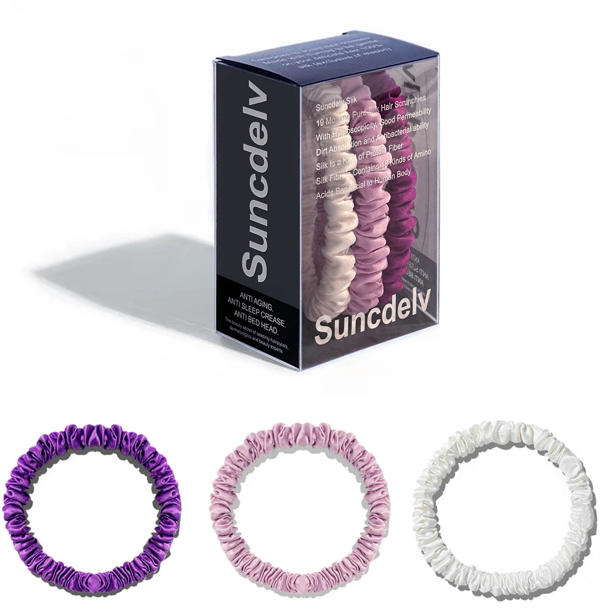 

3PCS/Set 100% Pure Mulberry Silk Hair Scrunchies Silk Hair Ties Hairbands Skinny Ponytail Holders Hair Care Accessories


