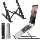 

Adjustable Aluminum Laptops Stand 1 - 6 Level Height Foldable &amp; Portable Design For 8-16 inch Laptop Enhanced Ventilation &amp; Heat


