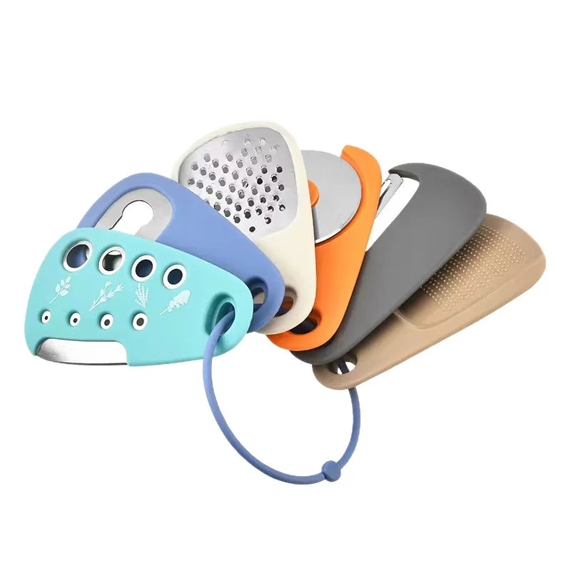 Kitchen Gadget Set of 6-Piece Pizza Knife Vanilla Cutter Bottler Shredder Garlic Grinder Set