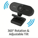 

USB Webcam with Built-in Microphone, Plug and Play PC Camera 360° Rotatable for Video Calls, Zoom, Teams, Streaming

