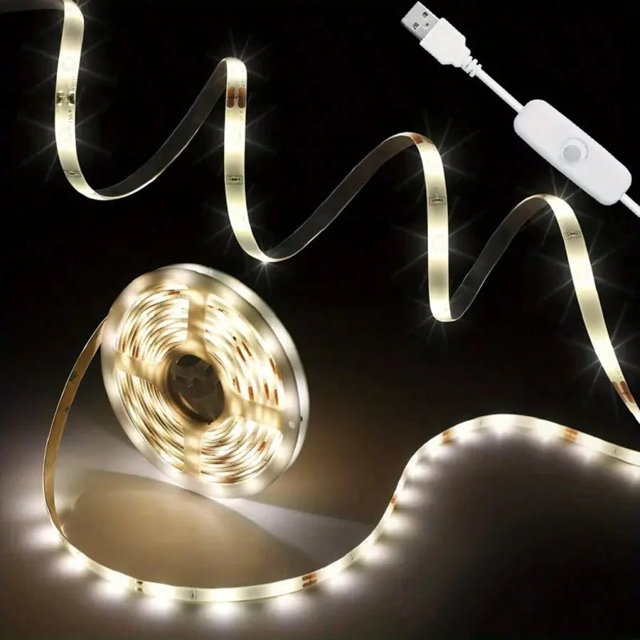 10m / 5m / 3m / 2m / 1m ，Led Light Strip, USB Plug-In Flexible Light Strip, USB Powered, Built-In Button Switch, Waterproof and Energy-Saving Light Strip, Adhesive Backing, Can Be Cut to Design, Adhesive Installation, Suita