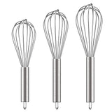

3 Pack Stainless Steel Whisk Set 6 Wire Whisks 8/10/12 Inch Kitchen Balloon Whisks With Stainless Grip Manual Egg Beater Blender

