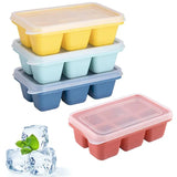 

Silicone Ice Cube Trays with No-Spill Lids, Easy-Release, for Freezer, Whiskey, Cocktails, Baby Food, and Drinks - 6 Cubes

