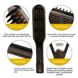 

Pro Hairdressing Straightener Hairbrush Boar Bristles Hair Straightening Double Brushes V Shape Comb Clamp Styling Tools DIY

