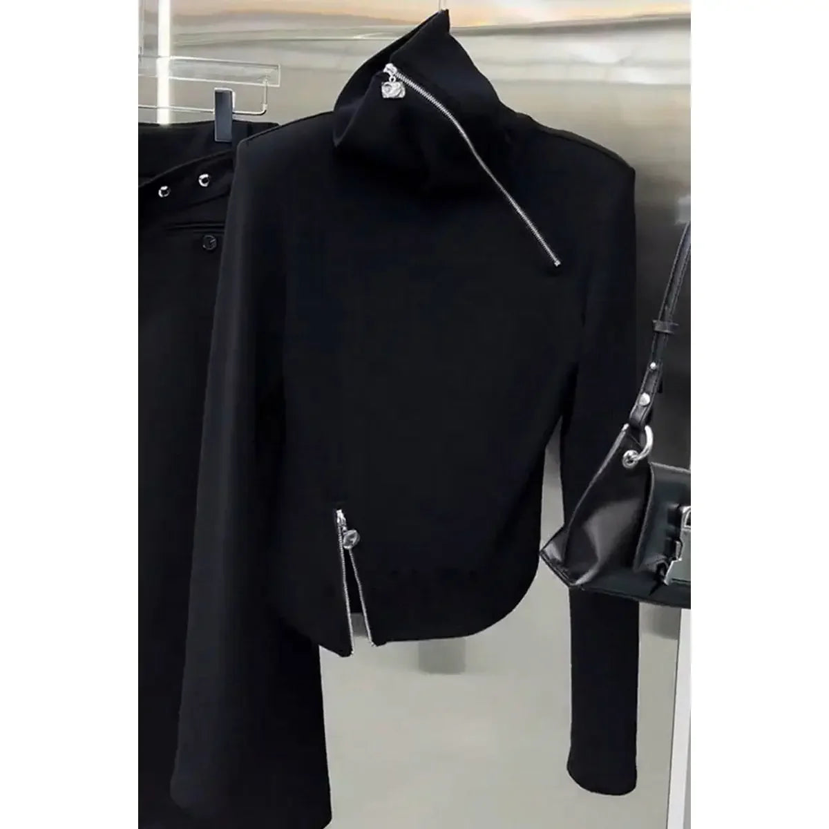 Oversized Hoodie Sudaderas Para Mujer Y2k Harajuku High Neck Zipper Sweatshirt Grunge Clothes for Women Streetwear Tops