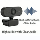

USB Webcam with Built-in Microphone, Plug and Play PC Camera 360° Rotatable for Video Calls, Zoom, Teams, Streaming

