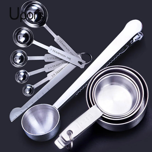 

UPORS Measuring Cups Premium Stackable Kitchen Measuring Spoon Set Stainless Steel Measuring Cups and Spoons Set

