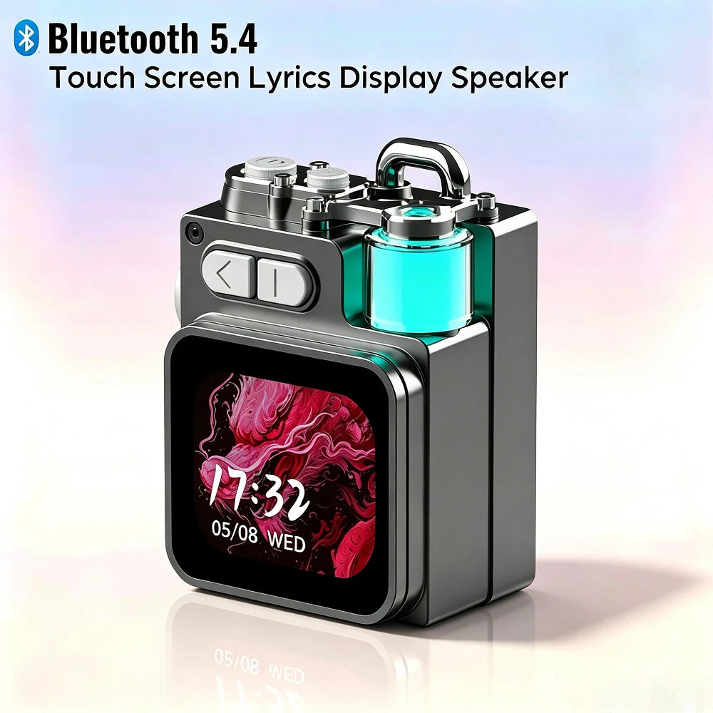 Bluetooth Speaker Smart Touch Screen Mini Portable Audio Player Outdoor Speakers Portable LED Display Screen with RGB Light