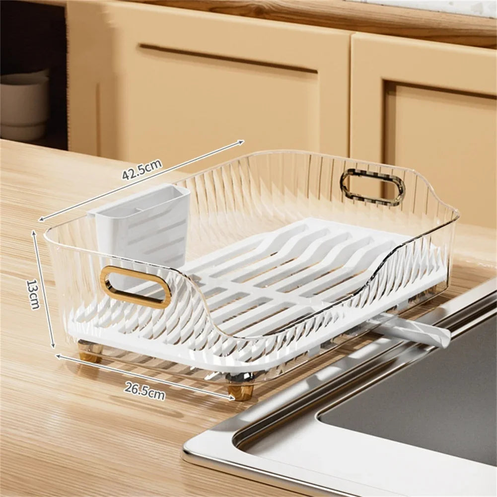 

Dish Drying Rack Dish Drainer With Removable Utensil Holder Dish Rack With Drainboard Swivel Spout For Kitchen Counter And Sink


