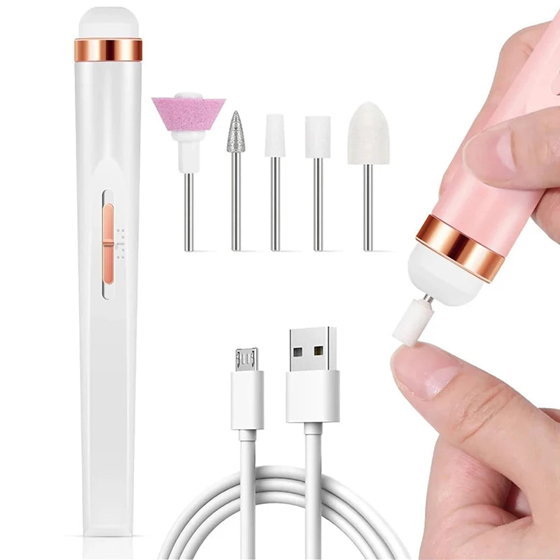 5 in 1 Professional Electric Nail Manicure Set with Light - Multi-Function Nail Drill Machine Kit for Salon & Home DIY Manicure