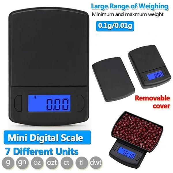 

High Precision Digital Kitchen Scale 500g Jewelry Food Weight Balance Scale LED Display 0.1/0.01g Mini

