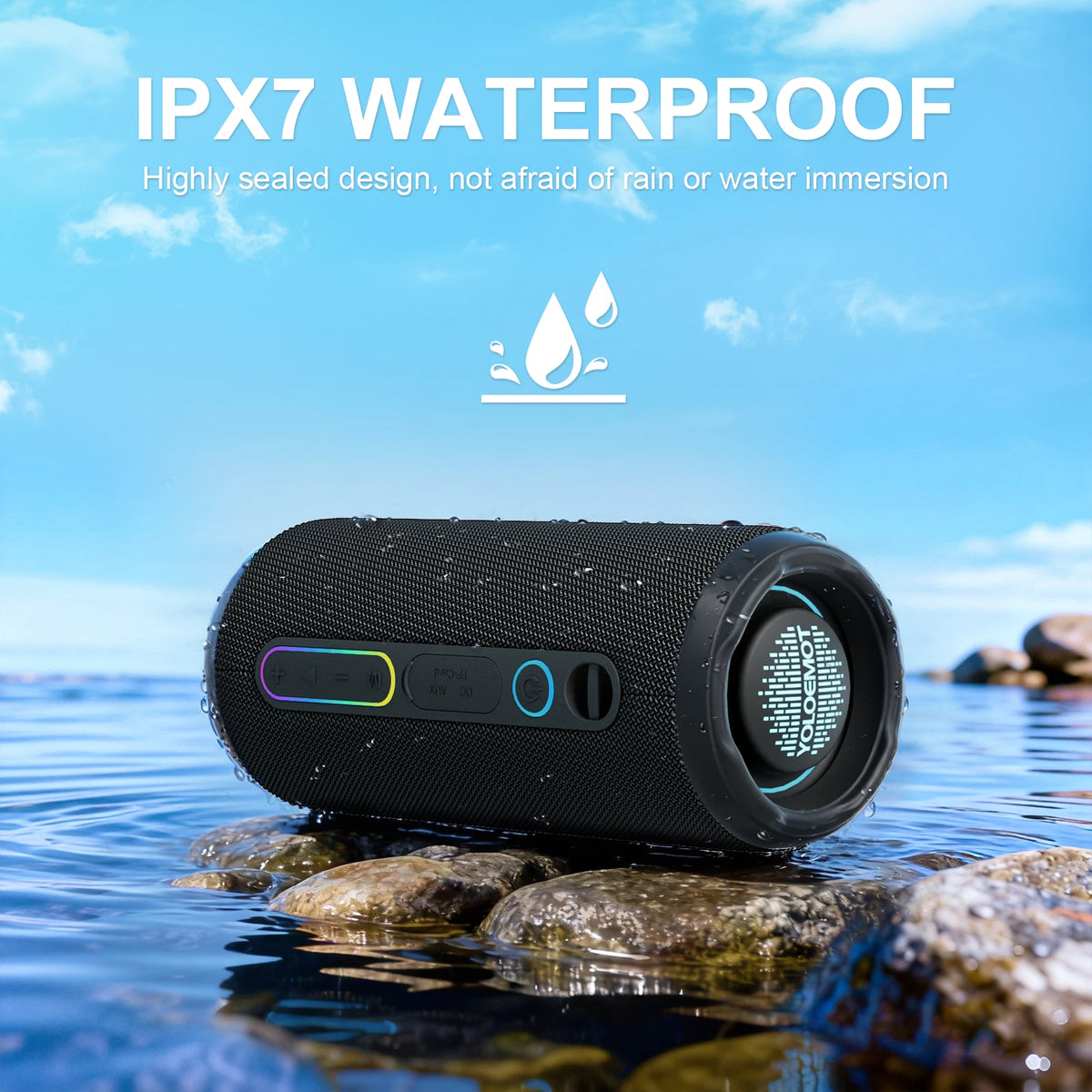 Bluetooth Speaker Portable Outdoor 24W Deep Bass IPX7 Waterproof 12H Playtime TWS Multi Pair EQ Stereo Camping Travel Party