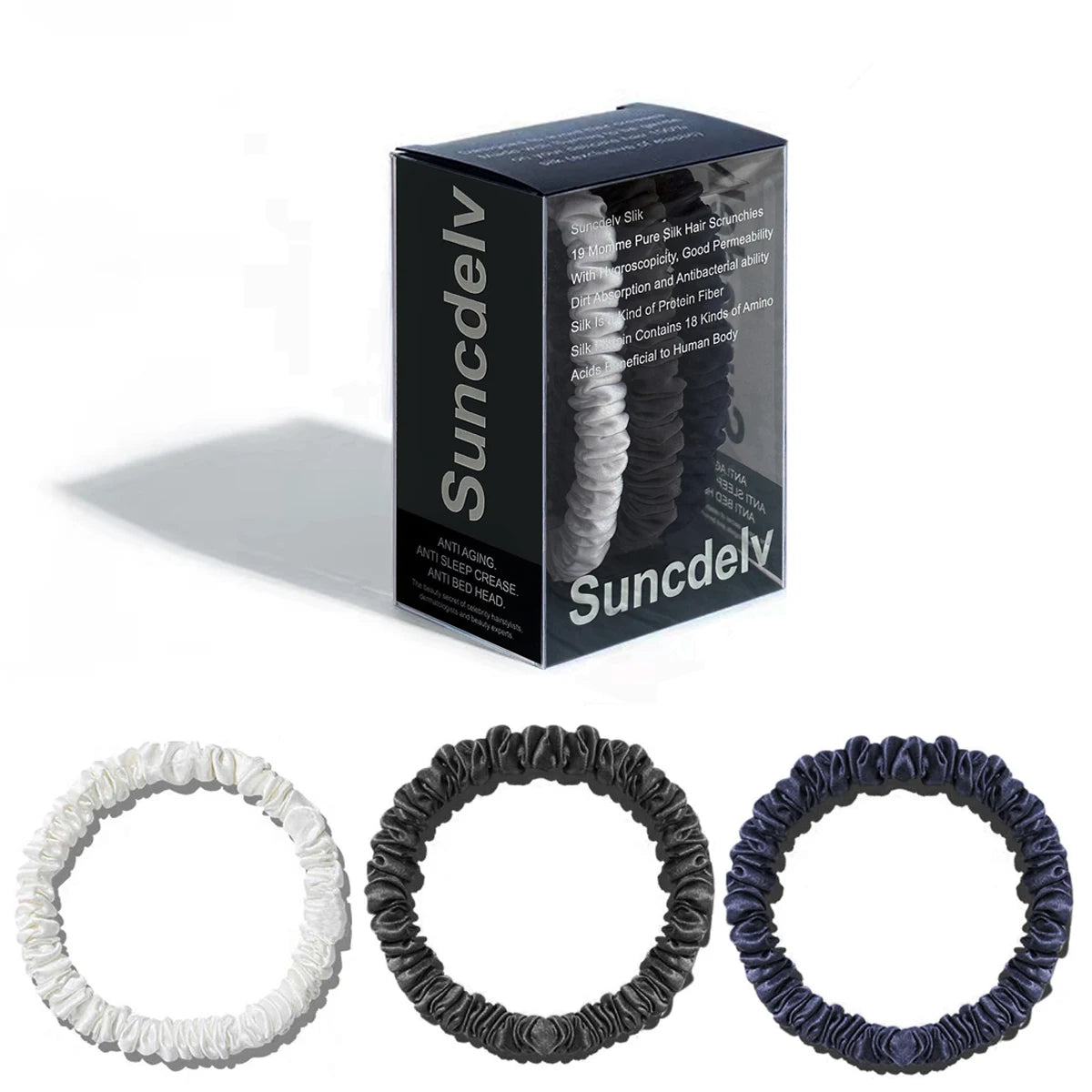 

3PCS/Set 100% Pure Mulberry Silk Hair Scrunchies Silk Hair Ties Hairbands Skinny Ponytail Holders Hair Care Accessories

