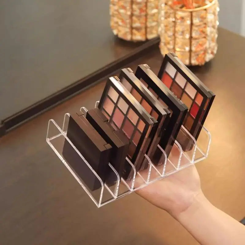 7-Compartment Makeup Organizer Desktop Eye Shadow Palette Display Box Makeup Blush Cosmetics Shelf Make Up Tools Storage Holder
