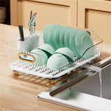 

Dish Drying Rack Dish Drainer With Removable Utensil Holder Dish Rack With Drainboard Swivel Spout For Kitchen Counter And Sink

