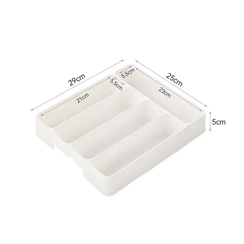

4/5 Compartments Cutlery Organizer Daily Drawer Divider Tray Rectangle Easy Clean Home Kitchen Spoon Fork Separation Box

