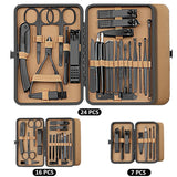 

7/16/24Pcs Manicure Set Professional Nail Clipper Pedicure Kit Stainless Steel Nail Care Tool Grooming Kit with Luxurious Travel

