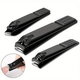 

4-piece black stainless steel nail clipper with nano glass file polishing nail file manicure tool set

