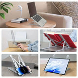 

Adjustable Aluminum Laptops Stand 1 - 6 Level Height Foldable &amp; Portable Design For 8-16 inch Laptop Enhanced Ventilation &amp; Heat


