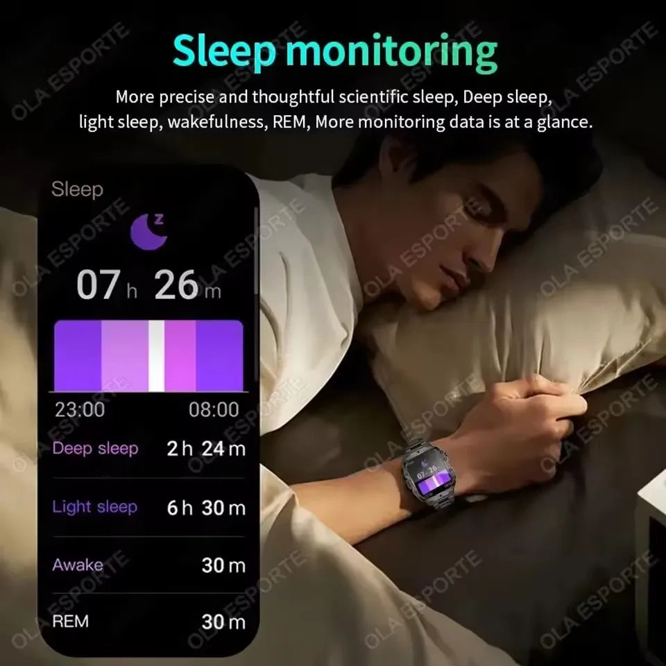 2026 New Military Smart Watch Men 3ATM Outdoor Sports Fitness Tracker Blood Pressure Health Monitor BT Calls GPS Smartwatch HT30