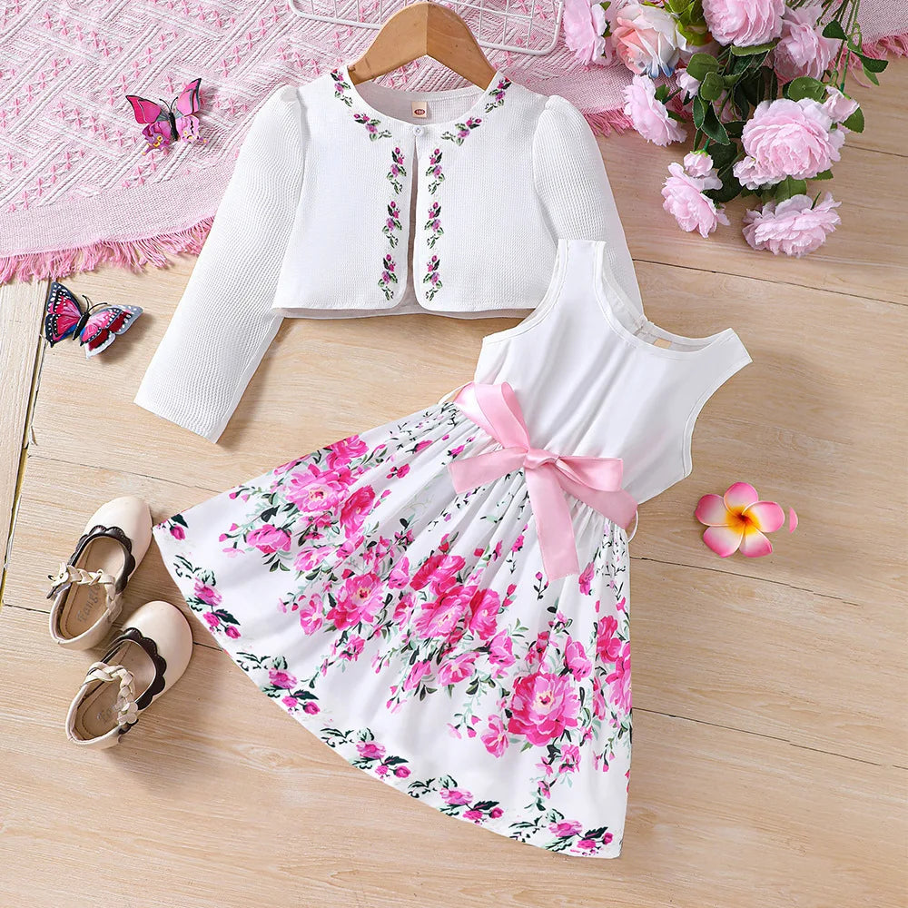

Ensemble enfant robe et veste fleurie

