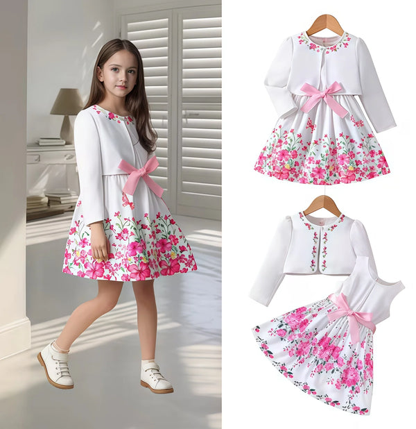 

Ensemble enfant robe et veste fleurie

